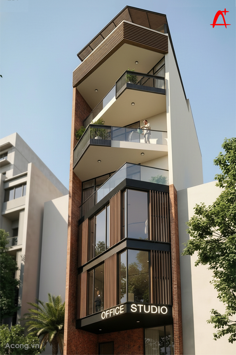 Góc nhìn mặt tiền với người sử dụng, thể hiện tỷ lệ và không gian thực tế